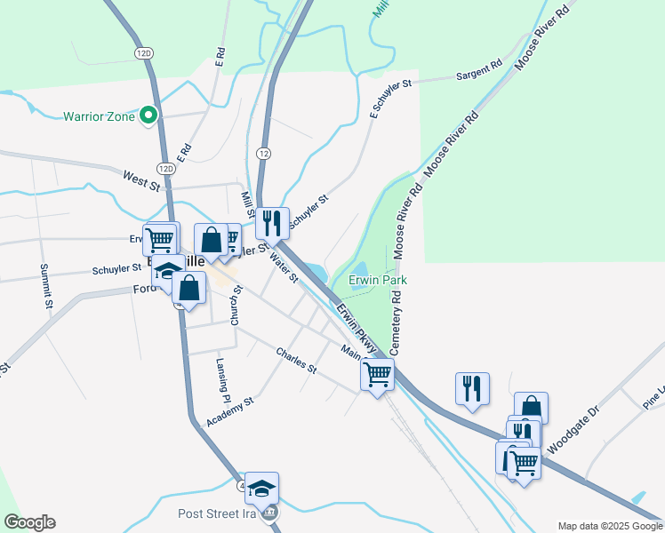 map of restaurants, bars, coffee shops, grocery stores, and more near 101 Feeder Street in Boonville