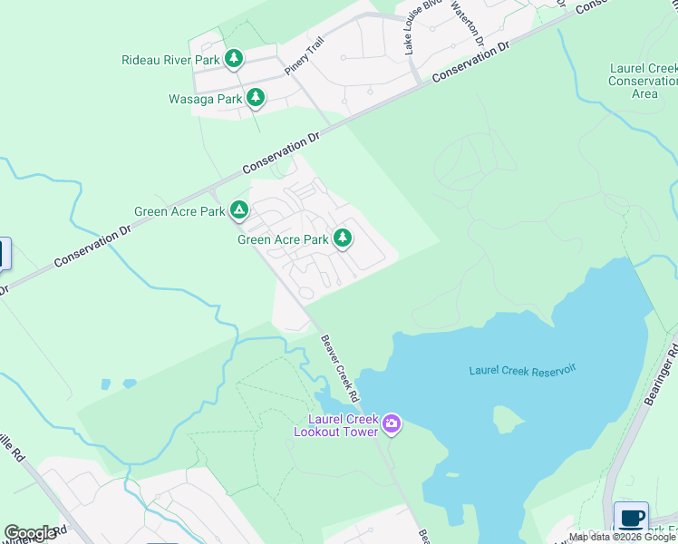 map of restaurants, bars, coffee shops, grocery stores, and more near 188 Green Acre Park Lane in Waterloo