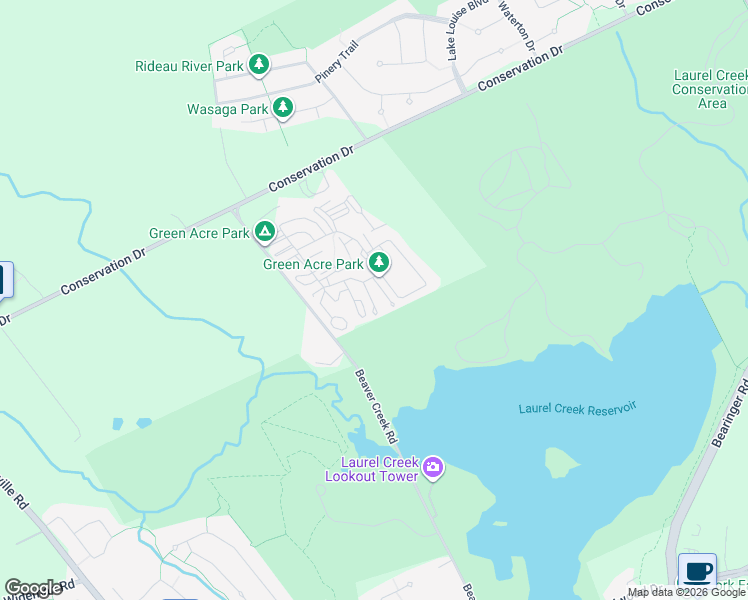 map of restaurants, bars, coffee shops, grocery stores, and more near 188 Green Acre Park Lane in Waterloo