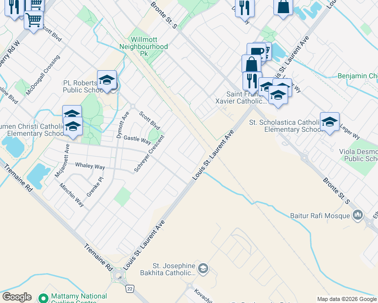 map of restaurants, bars, coffee shops, grocery stores, and more near 246 Septimus Heights in Milton
