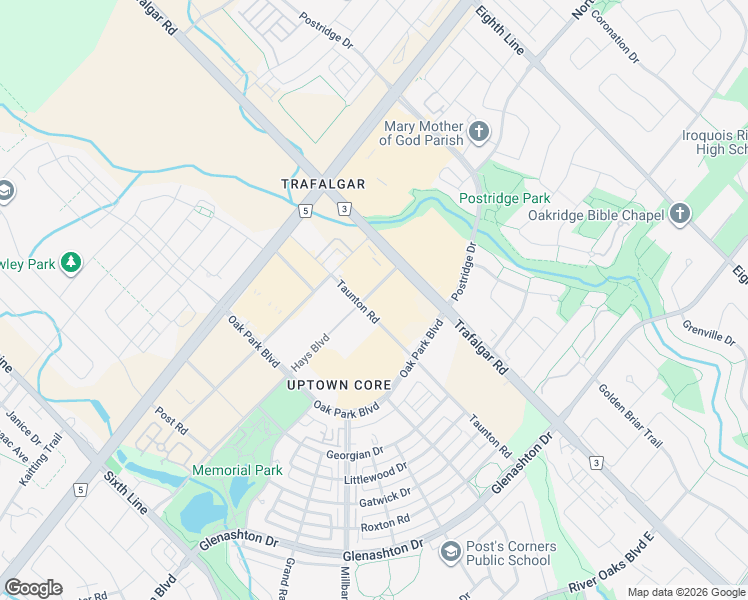map of restaurants, bars, coffee shops, grocery stores, and more near 270 Hays Boulevard in Oakville