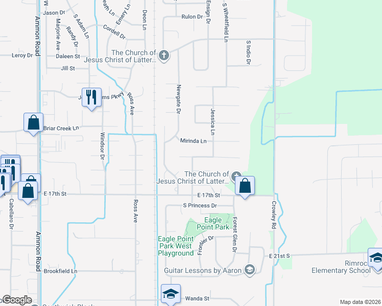 map of restaurants, bars, coffee shops, grocery stores, and more near 4164 Mirinda Lane in Ammon
