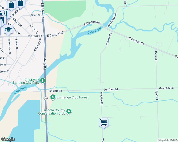 map of restaurants, bars, coffee shops, grocery stores, and more near in Caro