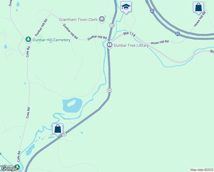 map of restaurants, bars, coffee shops, grocery stores, and more near 539 New Hampshire 10 in Grantham