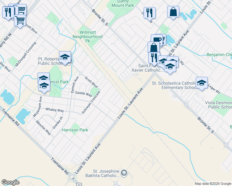 map of restaurants, bars, coffee shops, grocery stores, and more near in Milton