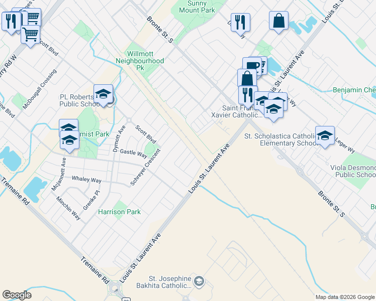 map of restaurants, bars, coffee shops, grocery stores, and more near 215 Septimus Heights in Milton