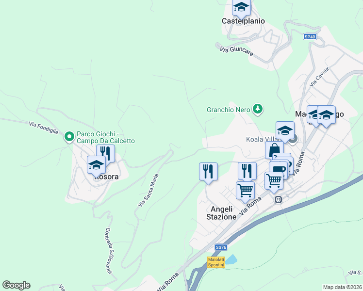map of restaurants, bars, coffee shops, grocery stores, and more near 13 Contrada Pratelli in Provincia di Ancona