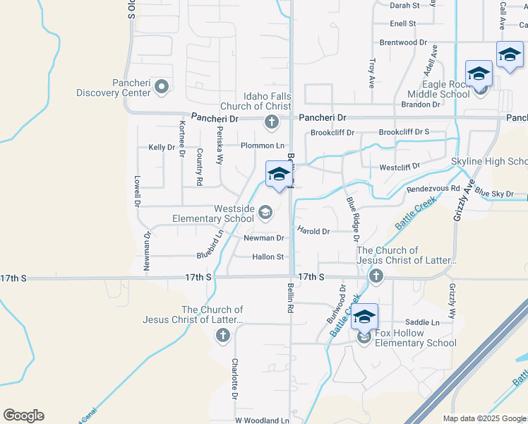 map of restaurants, bars, coffee shops, grocery stores, and more near 2680 Newman Drive in Idaho Falls