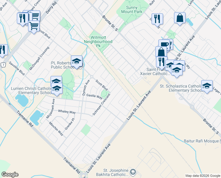 map of restaurants, bars, coffee shops, grocery stores, and more near 280 Wetenhall Landing in Milton