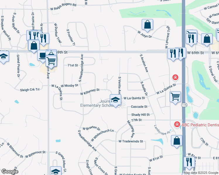 map of restaurants, bars, coffee shops, grocery stores, and more near 6308 South Calico Place in Sioux Falls