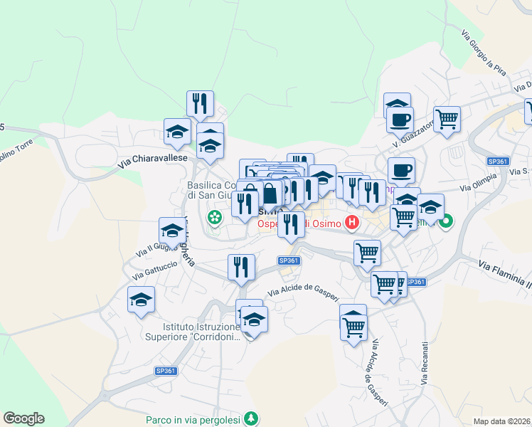 map of restaurants, bars, coffee shops, grocery stores, and more near 5 Via Malagrampa in Osimo