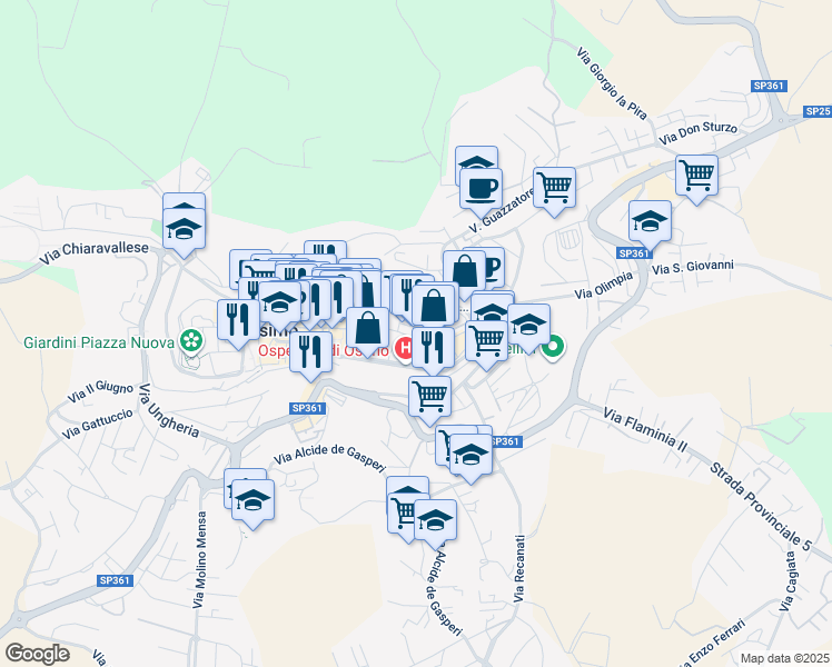 map of restaurants, bars, coffee shops, grocery stores, and more near 21 Via Orti Traiani in Osimo