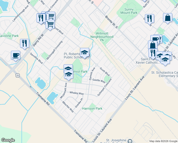 map of restaurants, bars, coffee shops, grocery stores, and more near 879 Fowles Court in Milton