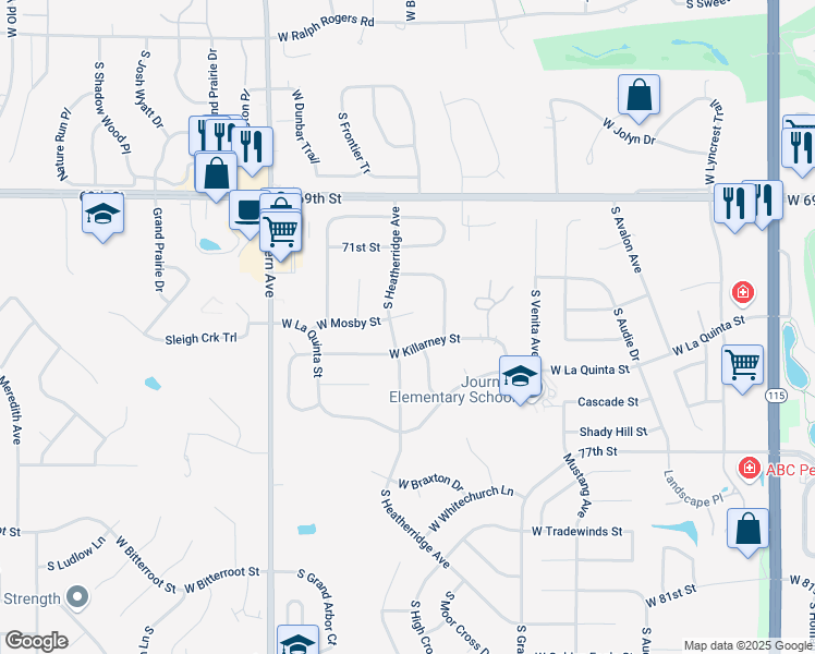 map of restaurants, bars, coffee shops, grocery stores, and more near 1312 West Mosby Circle in Sioux Falls