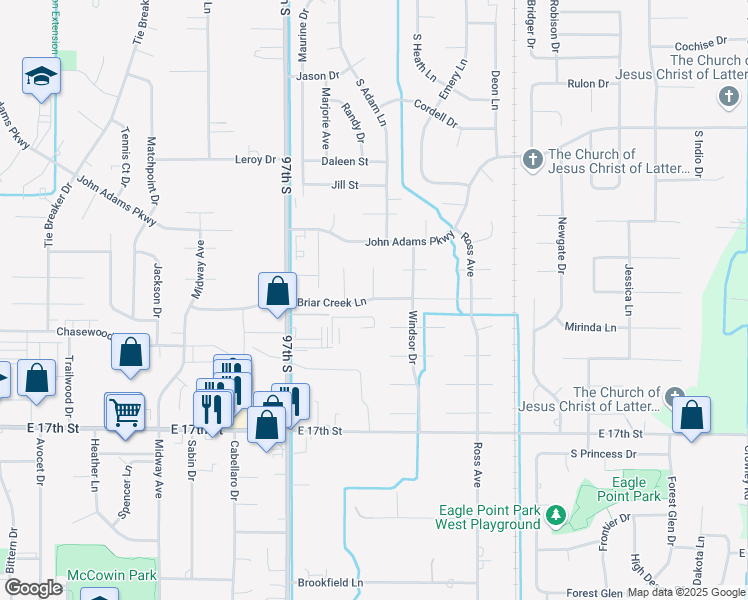 map of restaurants, bars, coffee shops, grocery stores, and more near 3591 Briar Creek Lane in Ammon