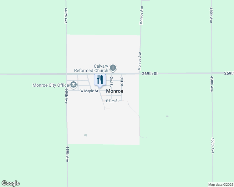 map of restaurants, bars, coffee shops, grocery stores, and more near in Monroe