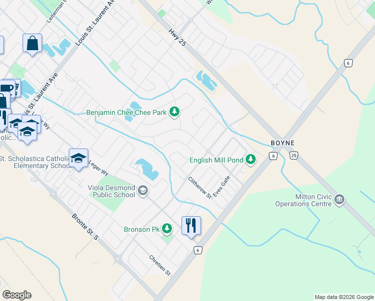 map of restaurants, bars, coffee shops, grocery stores, and more near 1360 Whitney Terrace in Milton