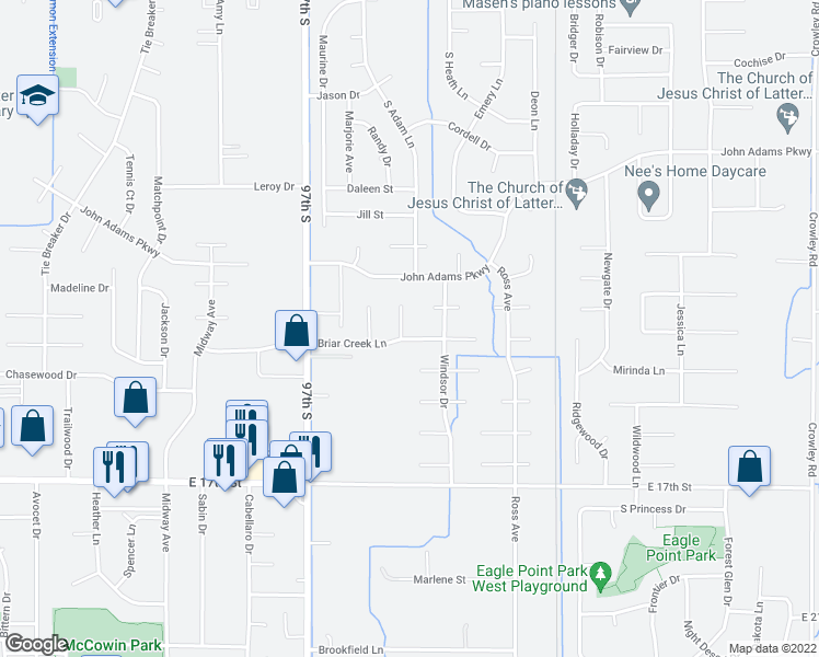 map of restaurants, bars, coffee shops, grocery stores, and more near 1203 Kingswood Circle in Ammon