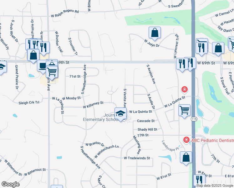map of restaurants, bars, coffee shops, grocery stores, and more near 6308 South Calico Place in Sioux Falls