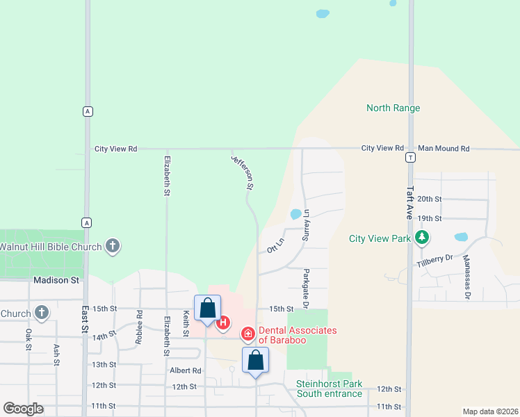 map of restaurants, bars, coffee shops, grocery stores, and more near 2120 Jefferson Street in Baraboo