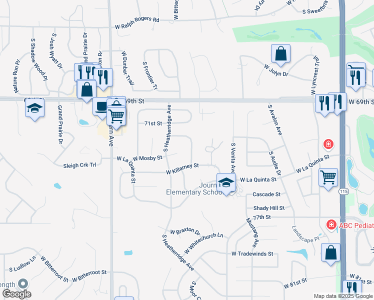 map of restaurants, bars, coffee shops, grocery stores, and more near 1213 West Murphy Drive in Sioux Falls