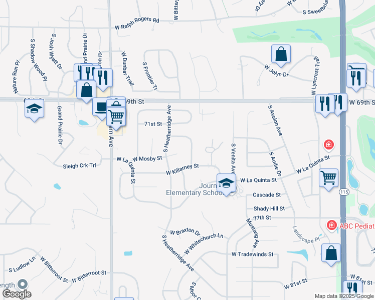 map of restaurants, bars, coffee shops, grocery stores, and more near 1213 West Murphy Drive in Sioux Falls