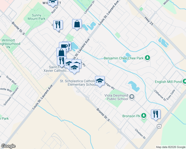 map of restaurants, bars, coffee shops, grocery stores, and more near 1208 Leger Way in Milton