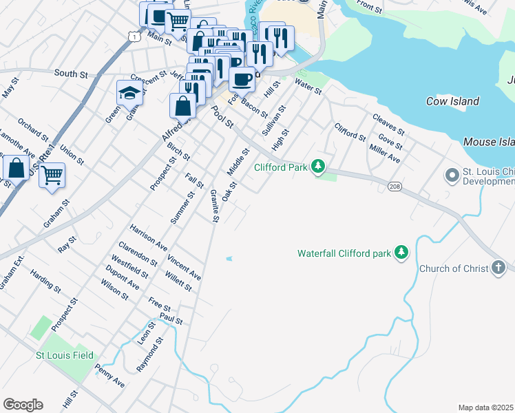 map of restaurants, bars, coffee shops, grocery stores, and more near 5 Ivy Street in Biddeford