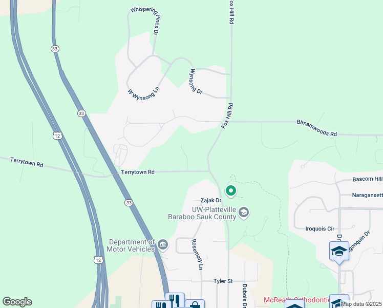 map of restaurants, bars, coffee shops, grocery stores, and more near 140 Olde Saw Mill Road in Baraboo