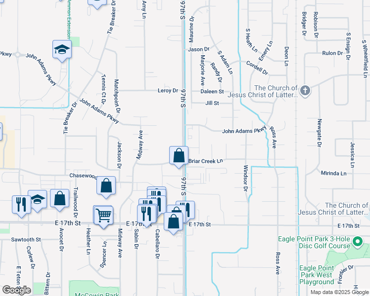 map of restaurants, bars, coffee shops, grocery stores, and more near 850 South Ammon Road in Ammon