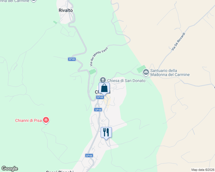 map of restaurants, bars, coffee shops, grocery stores, and more near in Province of Pisa