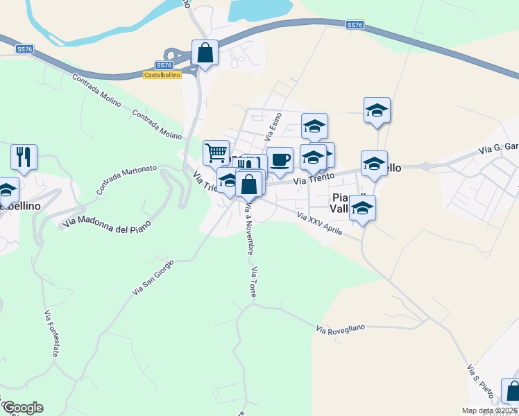 map of restaurants, bars, coffee shops, grocery stores, and more near 7C Piazzale della Fornace in Pianello Vallesina