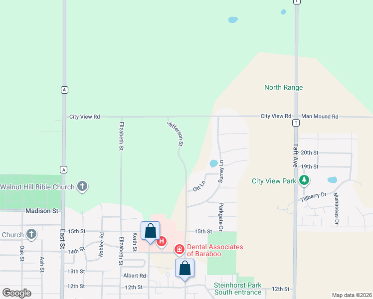 map of restaurants, bars, coffee shops, grocery stores, and more near 2120 Jefferson Street in Baraboo