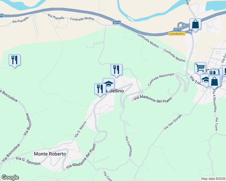 map of restaurants, bars, coffee shops, grocery stores, and more near 10 Via Gambasilla in Provincia di Ancona