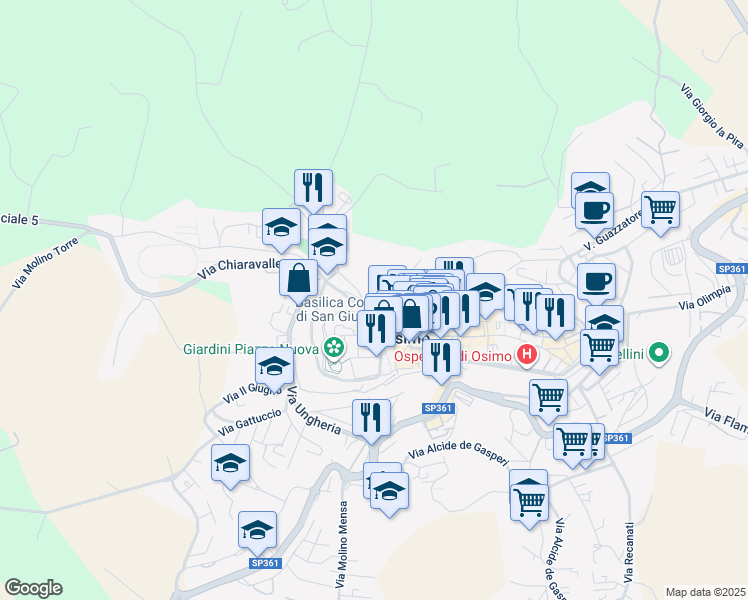 map of restaurants, bars, coffee shops, grocery stores, and more near 14 Via Giulia in Osimo