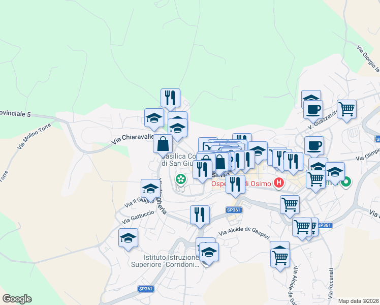 map of restaurants, bars, coffee shops, grocery stores, and more near 37 Via Montecesa in Osimo