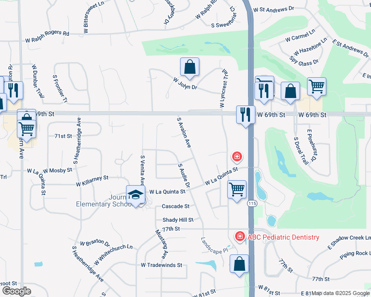 map of restaurants, bars, coffee shops, grocery stores, and more near 603 West Coventary Circle in Sioux Falls
