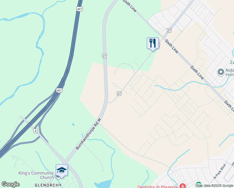 map of restaurants, bars, coffee shops, grocery stores, and more near 211 Burnhamthorpe Road West in Oakville