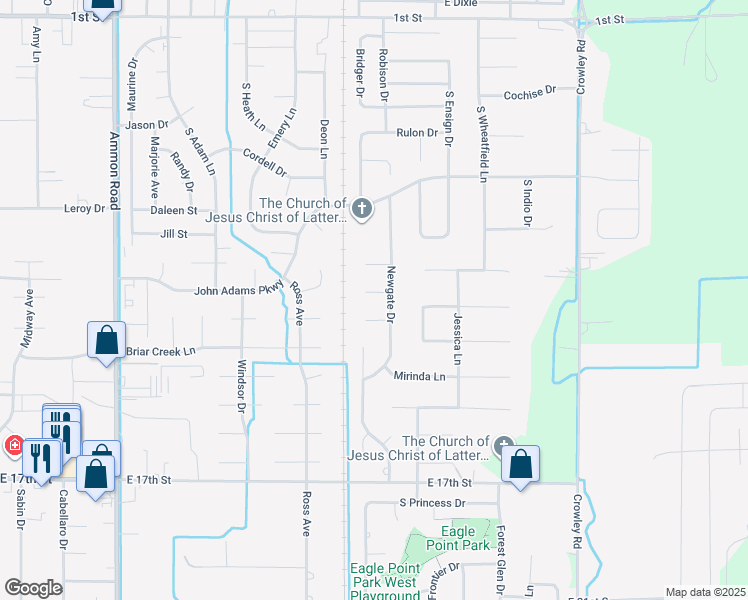 map of restaurants, bars, coffee shops, grocery stores, and more near 4056 Journee Circle in Ammon