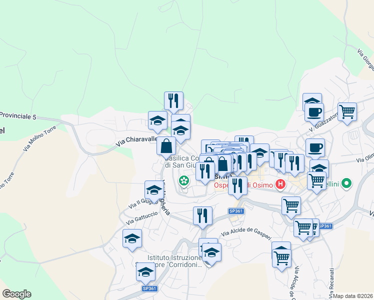 map of restaurants, bars, coffee shops, grocery stores, and more near in Osimo