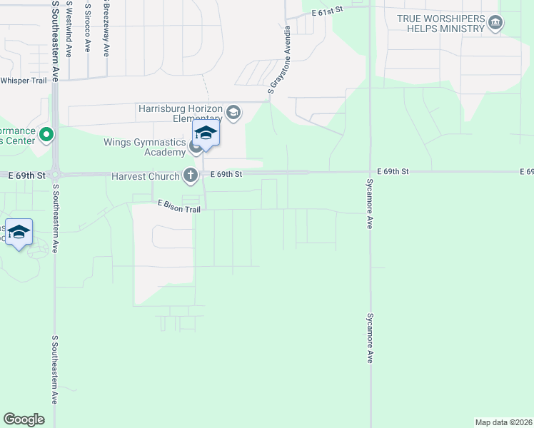 map of restaurants, bars, coffee shops, grocery stores, and more near 47694 East 69th Street in Sioux Falls