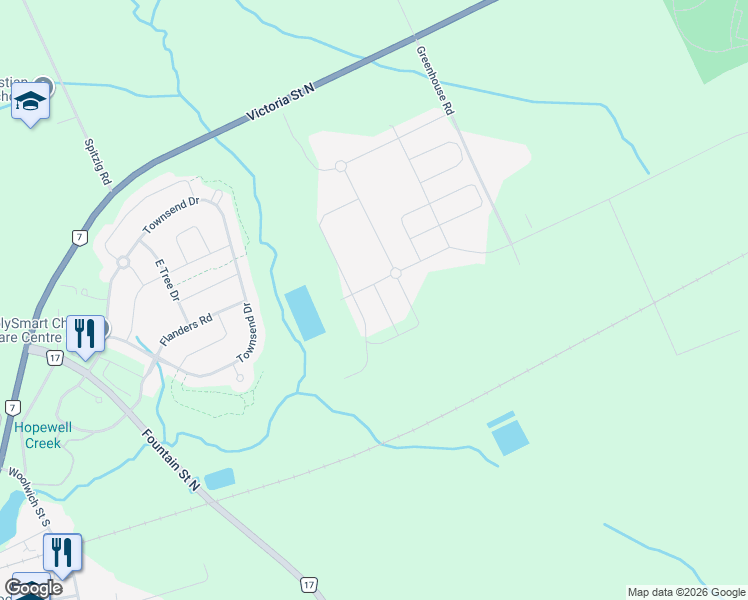 map of restaurants, bars, coffee shops, grocery stores, and more near 51 Wenger Road in Waterloo Regional Municipality