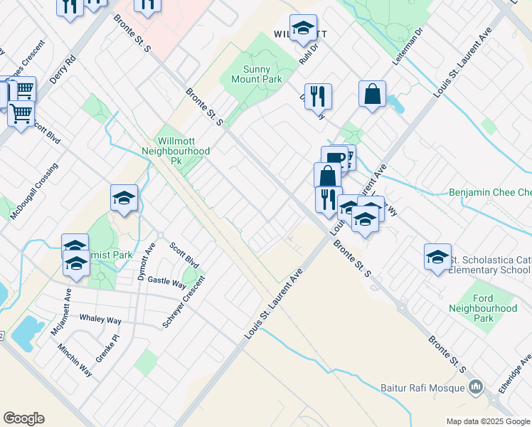 map of restaurants, bars, coffee shops, grocery stores, and more near 981 Asleton Boulevard in Milton