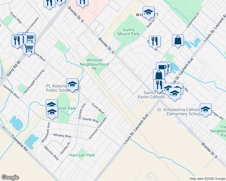 map of restaurants, bars, coffee shops, grocery stores, and more near 50 Dredge Court in Milton