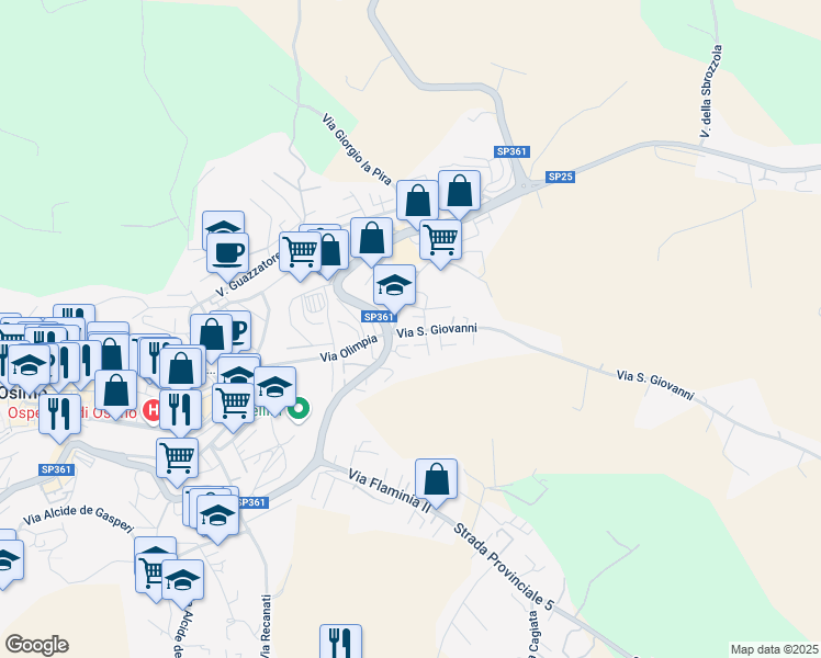 map of restaurants, bars, coffee shops, grocery stores, and more near 10 Via San Gennaro in Osimo