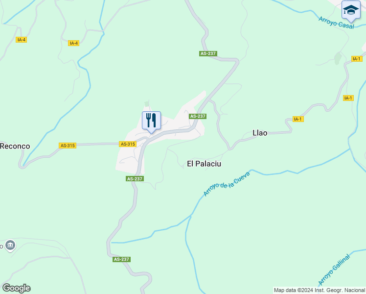 map of restaurants, bars, coffee shops, grocery stores, and more near in Asturias
