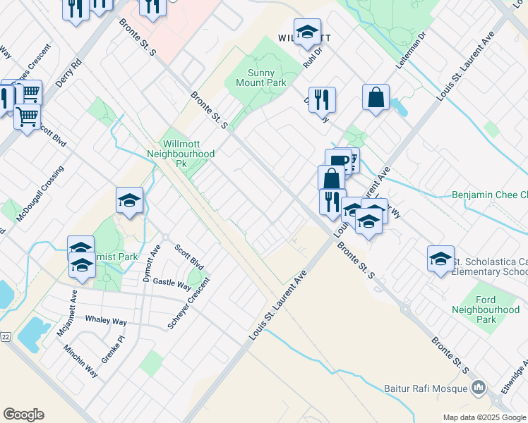map of restaurants, bars, coffee shops, grocery stores, and more near 981 Asleton Boulevard in Milton