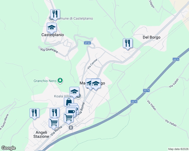 map of restaurants, bars, coffee shops, grocery stores, and more near 2 Via Fratelli Rosselli in Macine-borgo Loreto