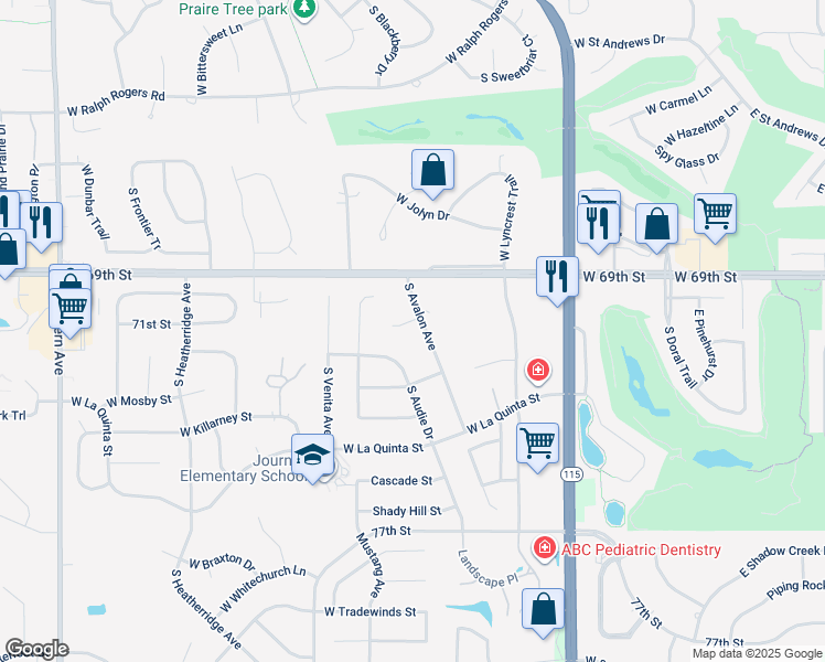 map of restaurants, bars, coffee shops, grocery stores, and more near 603 West Coventary Circle in Sioux Falls