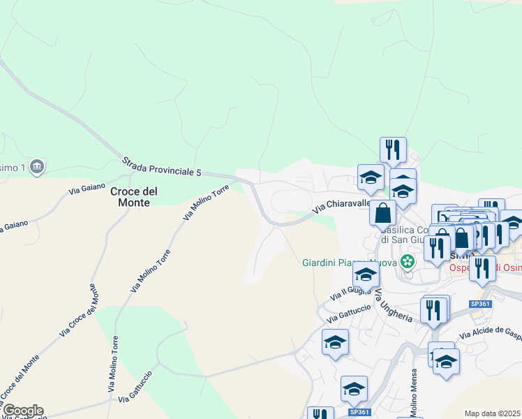 map of restaurants, bars, coffee shops, grocery stores, and more near 21 Via Chiaravallese in Osimo